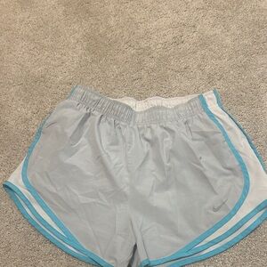Nike Women’s Light Gray Athletic Shorts with Teal Trim